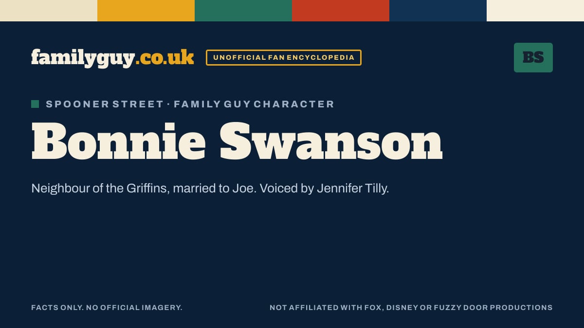 Bonnie Swanson monogram card in the familyguy.co.uk design