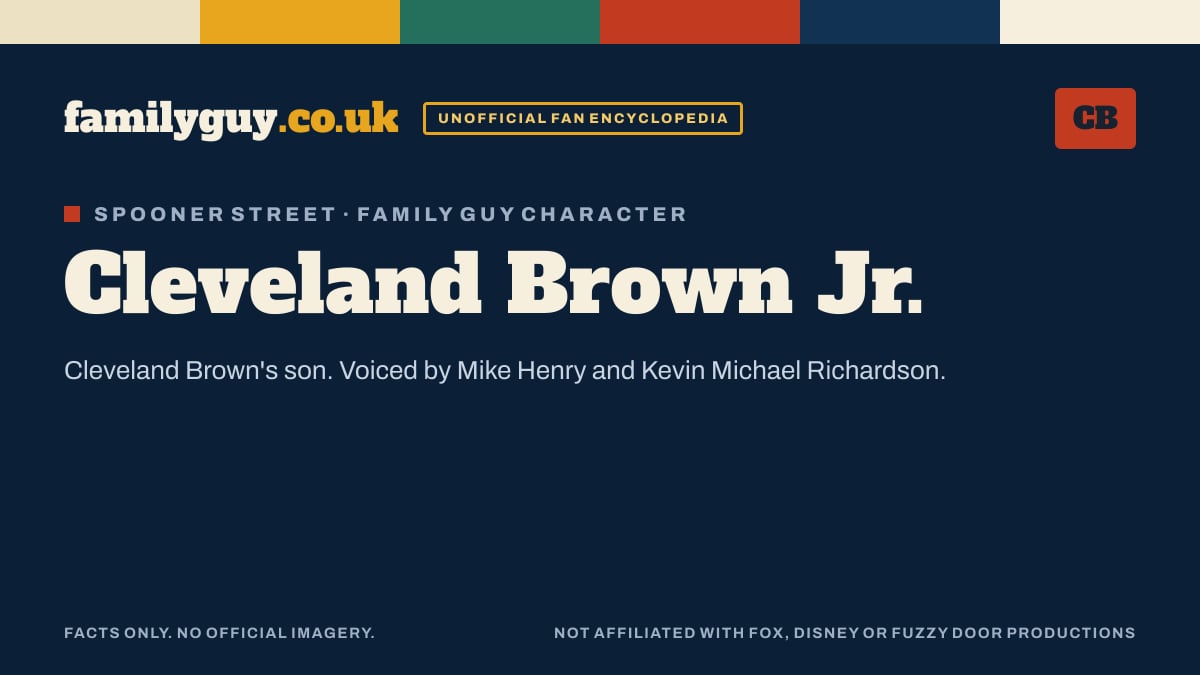Cleveland Brown Jr. monogram card in the familyguy.co.uk design