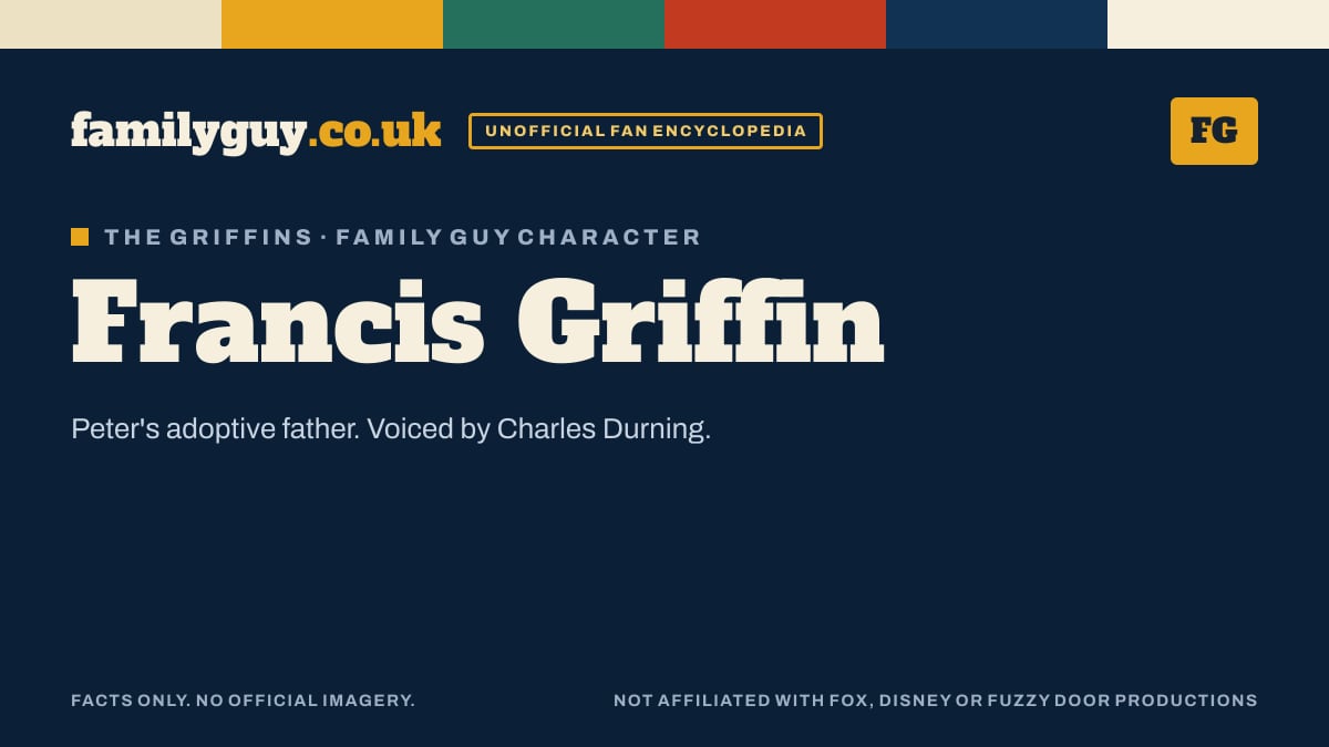 Francis Griffin monogram card in the familyguy.co.uk design