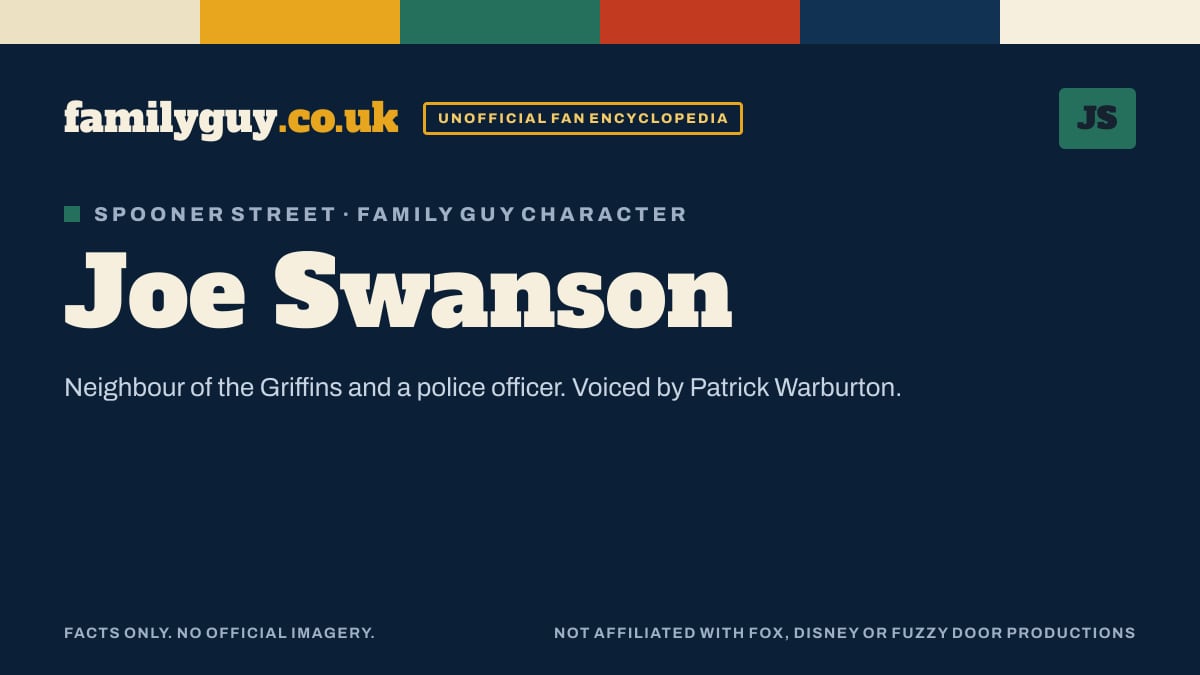 Joe Swanson monogram card in the familyguy.co.uk design