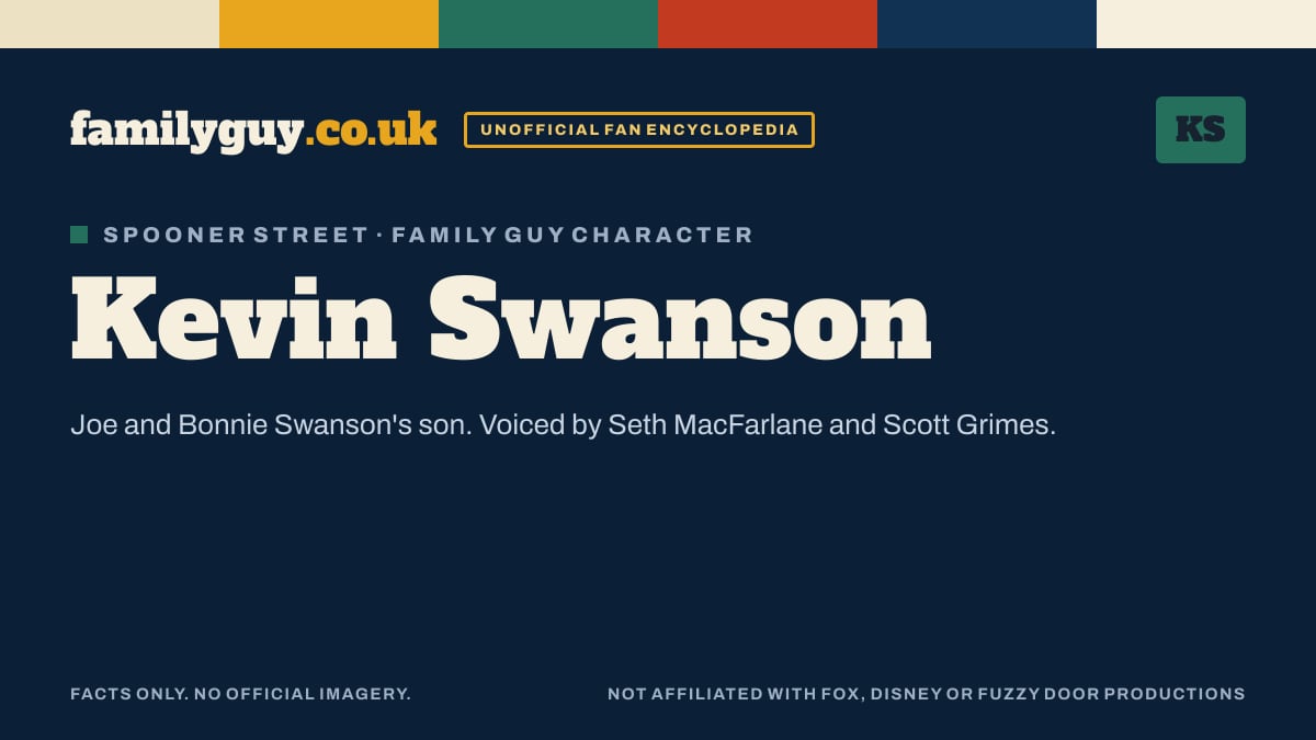 Kevin Swanson monogram card in the familyguy.co.uk design