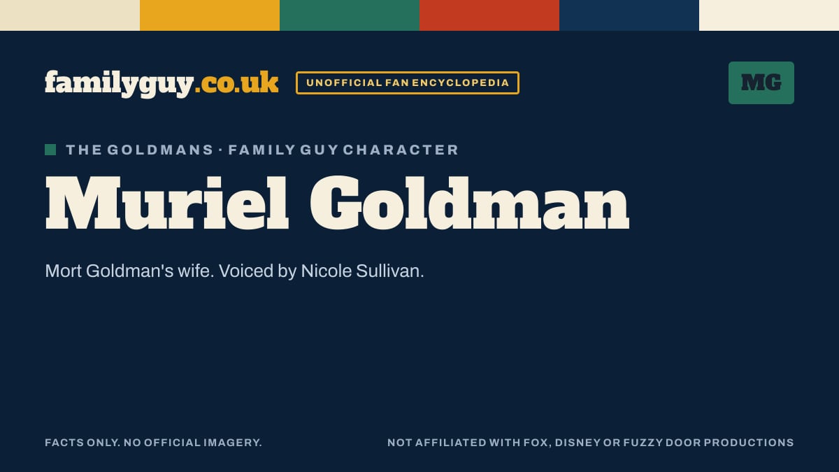 Muriel Goldman monogram card in the familyguy.co.uk design