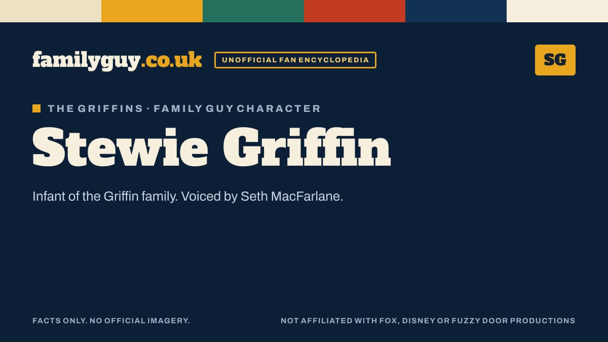 Stewie Griffin monogram card in the familyguy.co.uk design