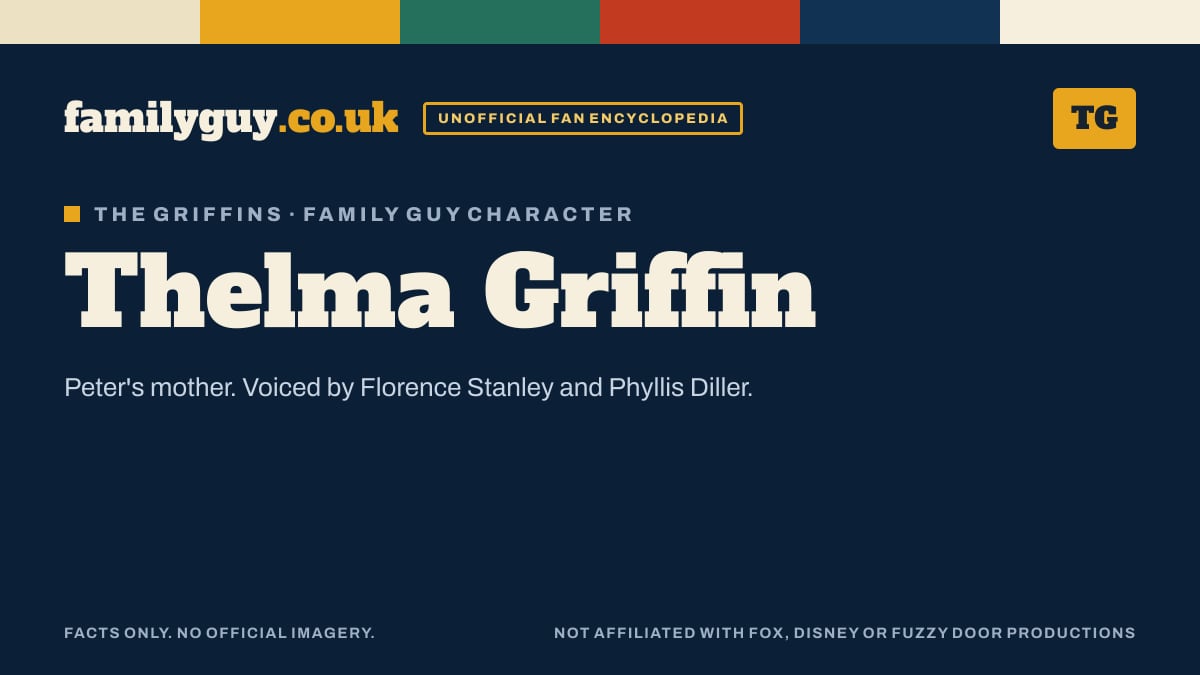 Thelma Griffin monogram card in the familyguy.co.uk design