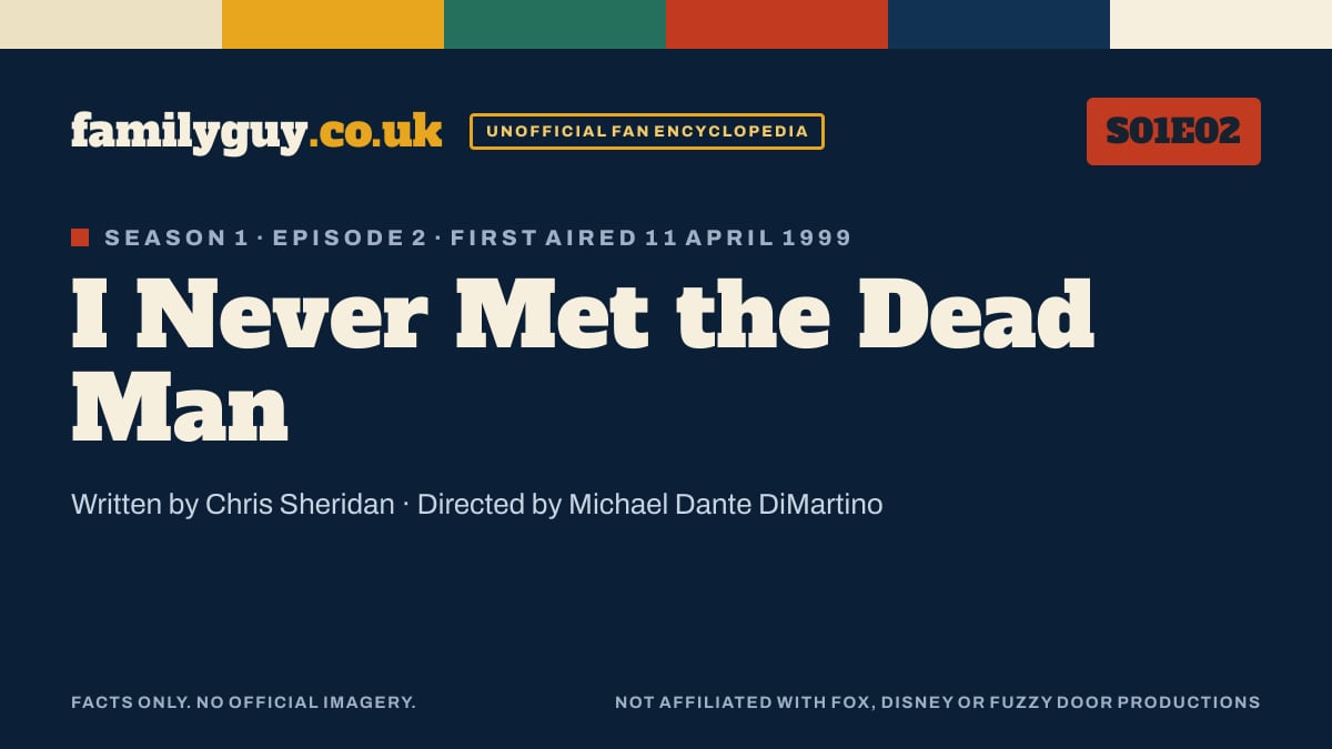 I Never Met the Dead Man, Family Guy S01E02, title card in the familyguy.co.uk design