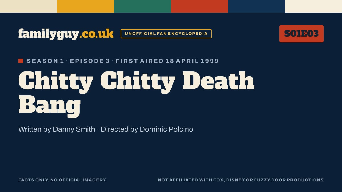 Chitty Chitty Death Bang, Family Guy S01E03, title card in the familyguy.co.uk design