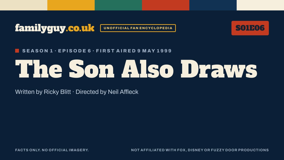 The Son Also Draws, Family Guy S01E06, title card in the familyguy.co.uk design