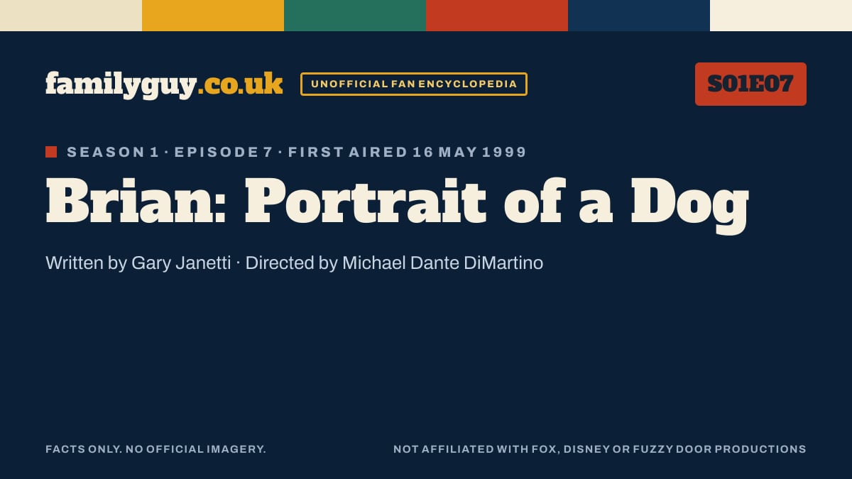 Brian: Portrait of a Dog, Family Guy S01E07, title card in the familyguy.co.uk design