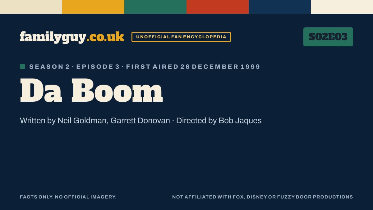 Da Boom, Family Guy S02E03, title card in the familyguy.co.uk design