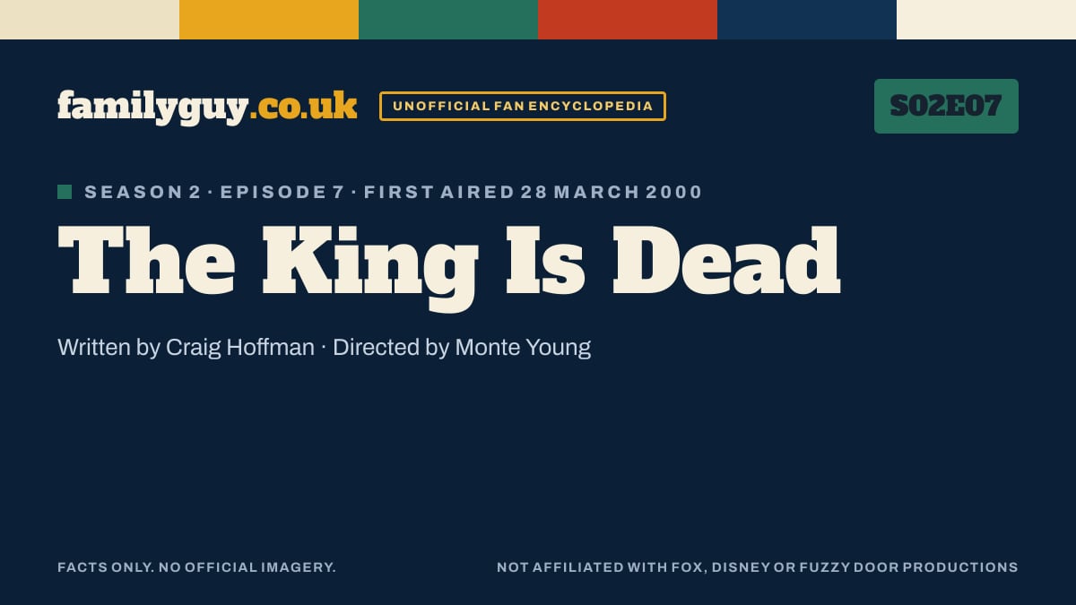 The King Is Dead, Family Guy S02E07, title card in the familyguy.co.uk design