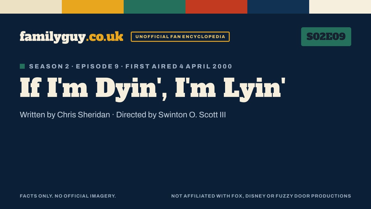 If I'm Dyin', I'm Lyin', Family Guy S02E09, title card in the familyguy.co.uk design