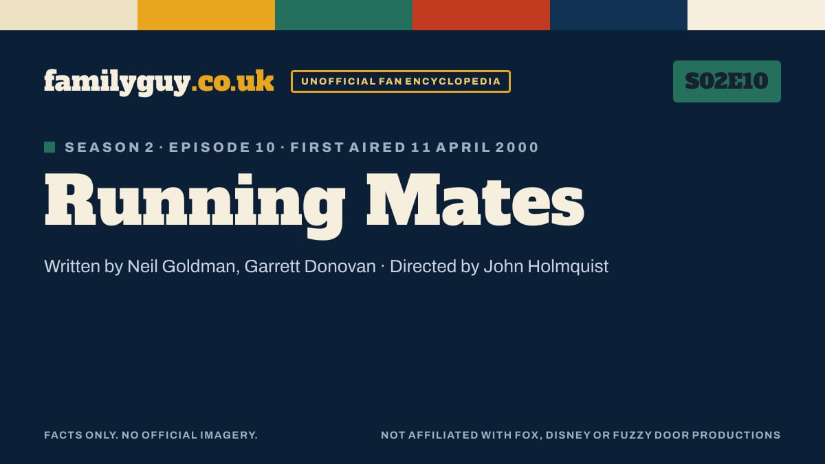 Running Mates, Family Guy S02E10, title card in the familyguy.co.uk design