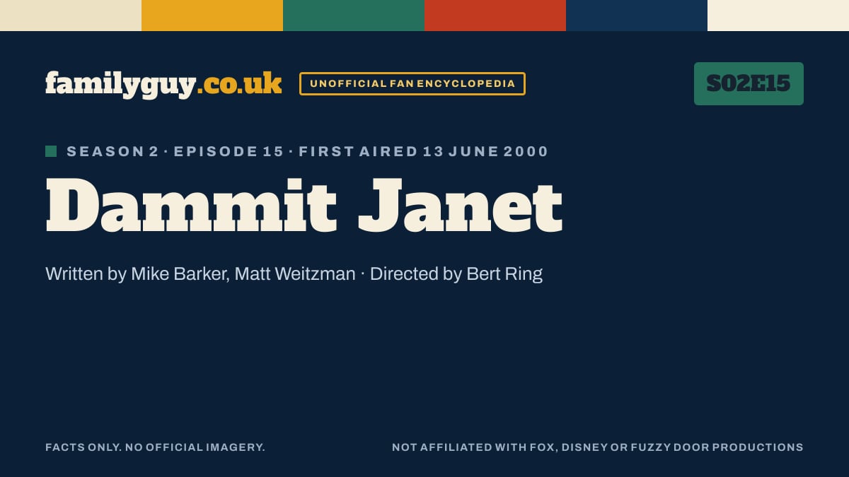 Dammit Janet, Family Guy S02E15, title card in the familyguy.co.uk design