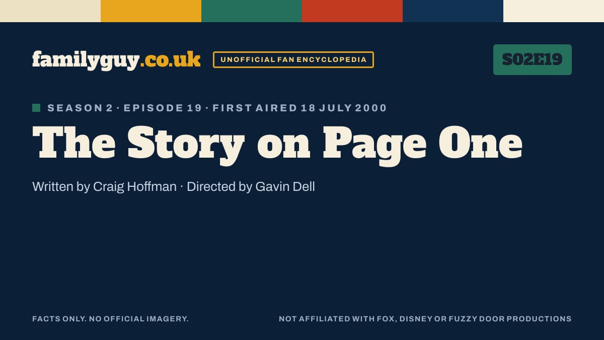 The Story on Page One, Family Guy S02E19, title card in the familyguy.co.uk design