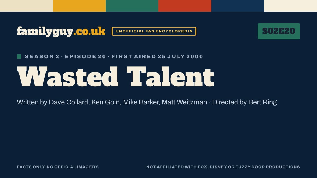 Wasted Talent, Family Guy S02E20, title card in the familyguy.co.uk design