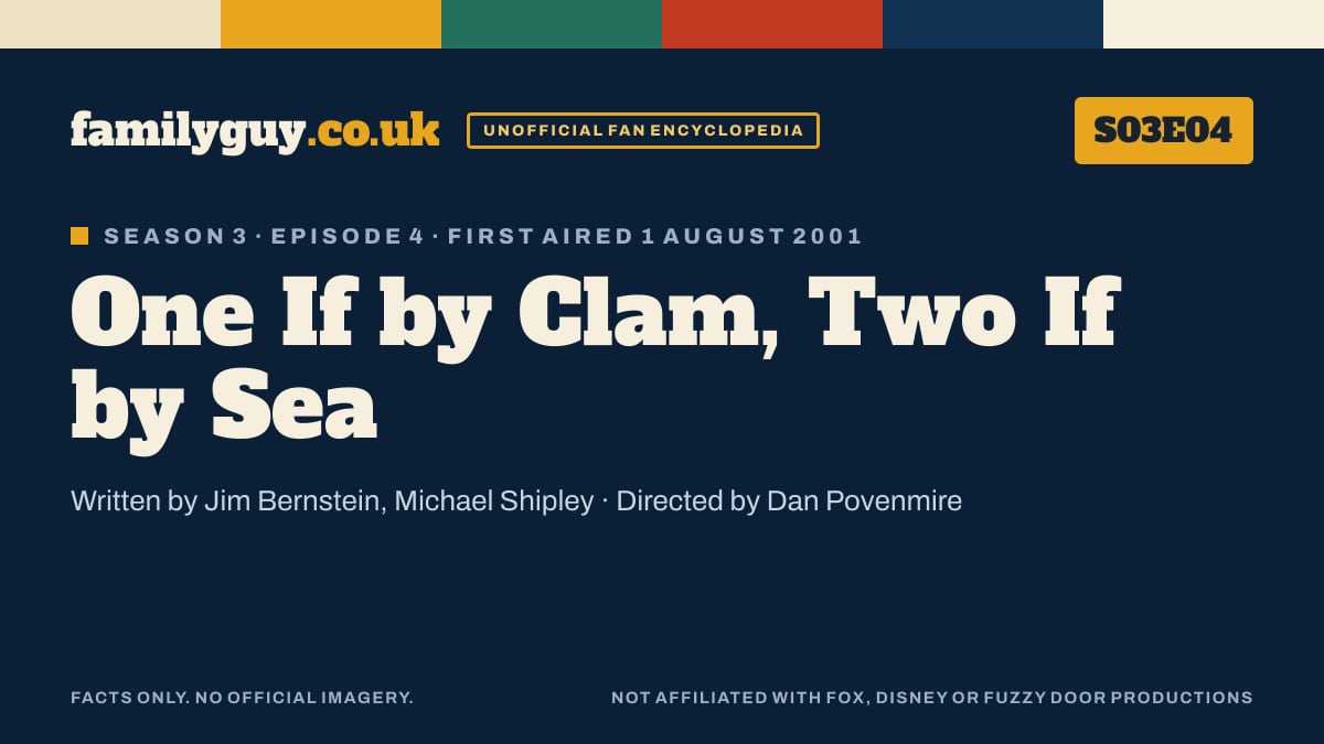 One If by Clam, Two If by Sea, Family Guy S03E04, title card in the familyguy.co.uk design