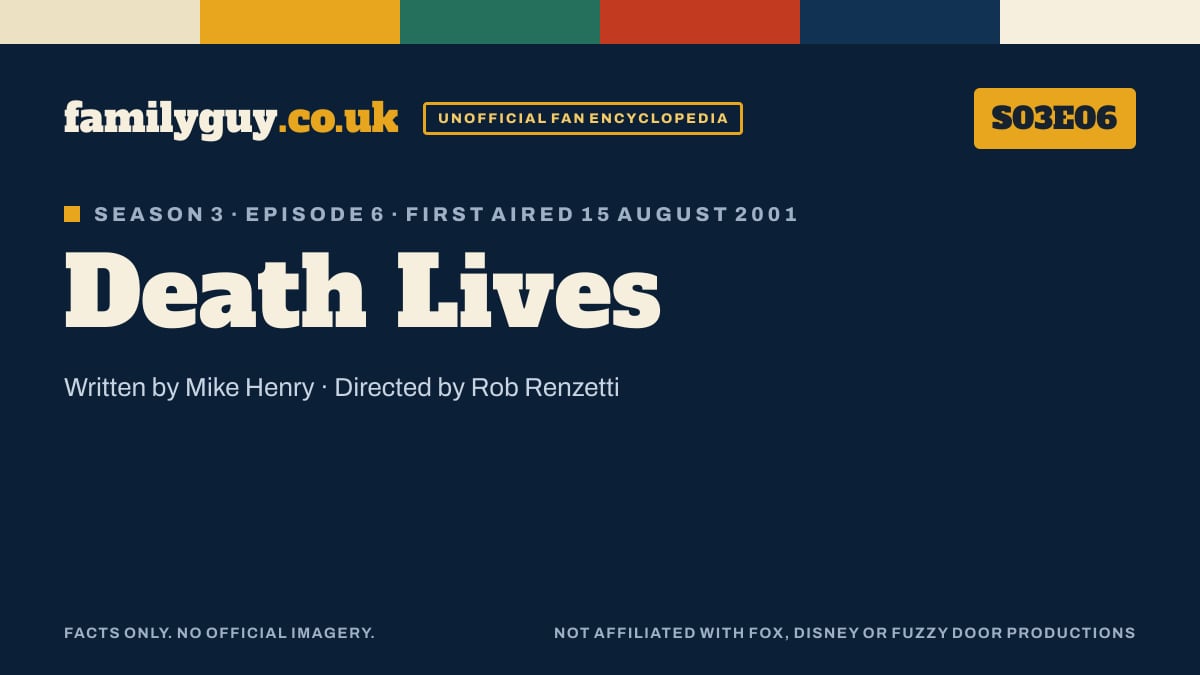 Death Lives, Family Guy S03E06, title card in the familyguy.co.uk design