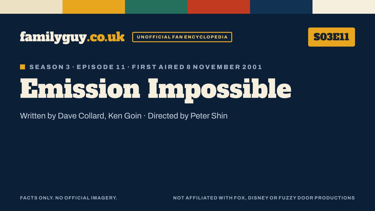 Emission Impossible, Family Guy S03E11, title card in the familyguy.co.uk design