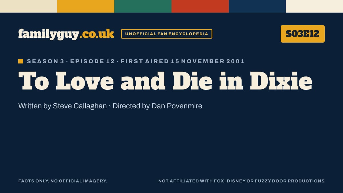 To Love and Die in Dixie, Family Guy S03E12, title card in the familyguy.co.uk design