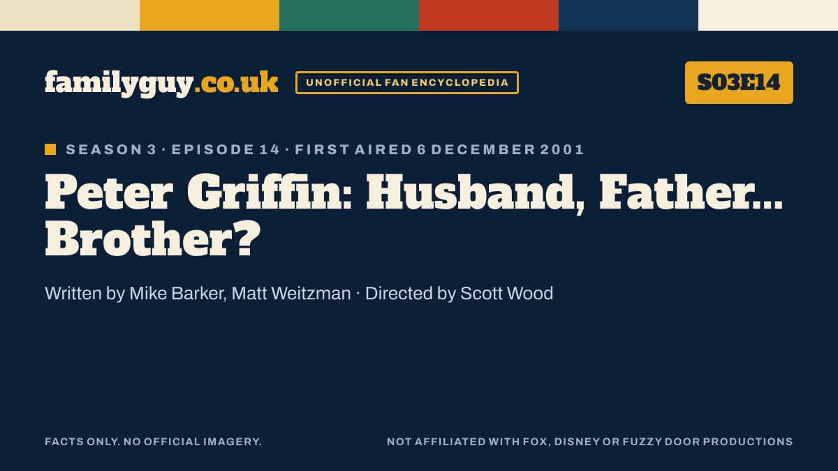 Peter Griffin: Husband, Father... Brother?, Family Guy S03E14, title card in the familyguy.co.uk design