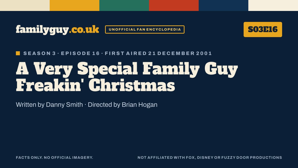 A Very Special Family Guy Freakin' Christmas, Family Guy S03E16, title card in the familyguy.co.uk design