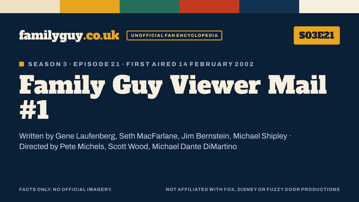 Family Guy Viewer Mail #1, Family Guy S03E21, title card in the familyguy.co.uk design