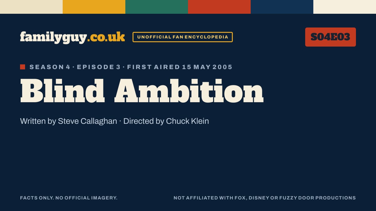 Blind Ambition, Family Guy S04E03, title card in the familyguy.co.uk design