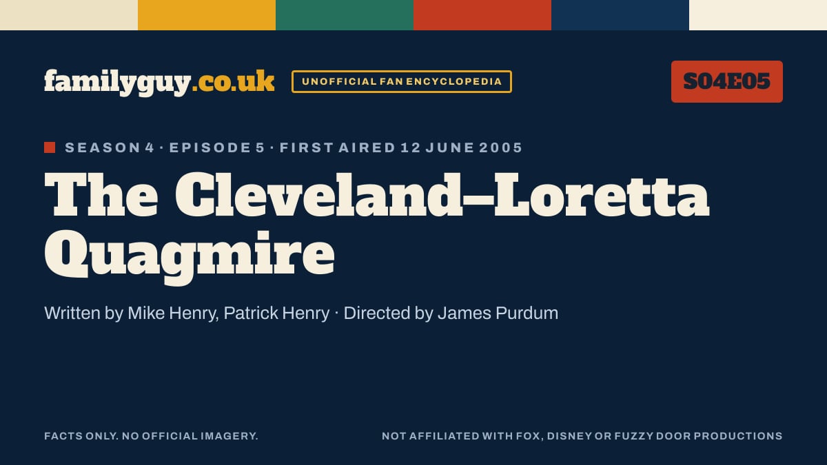 The Cleveland–Loretta Quagmire, Family Guy S04E05, title card in the familyguy.co.uk design