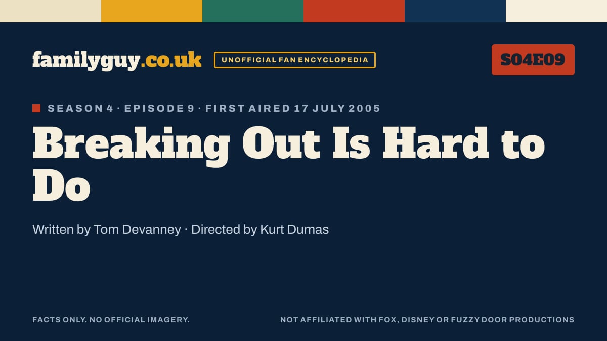 Breaking Out Is Hard to Do, Family Guy S04E09, title card in the familyguy.co.uk design