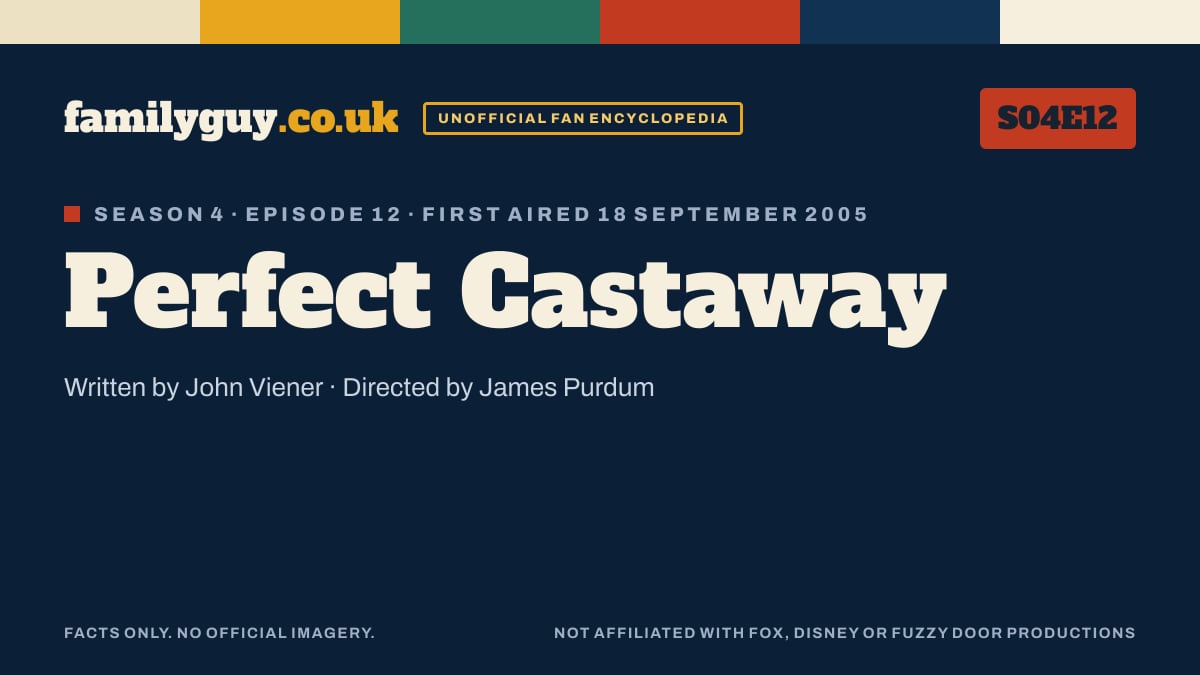 Perfect Castaway, Family Guy S04E12, title card in the familyguy.co.uk design