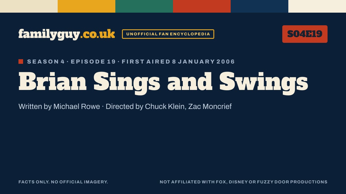 Brian Sings and Swings, Family Guy S04E19, title card in the familyguy.co.uk design