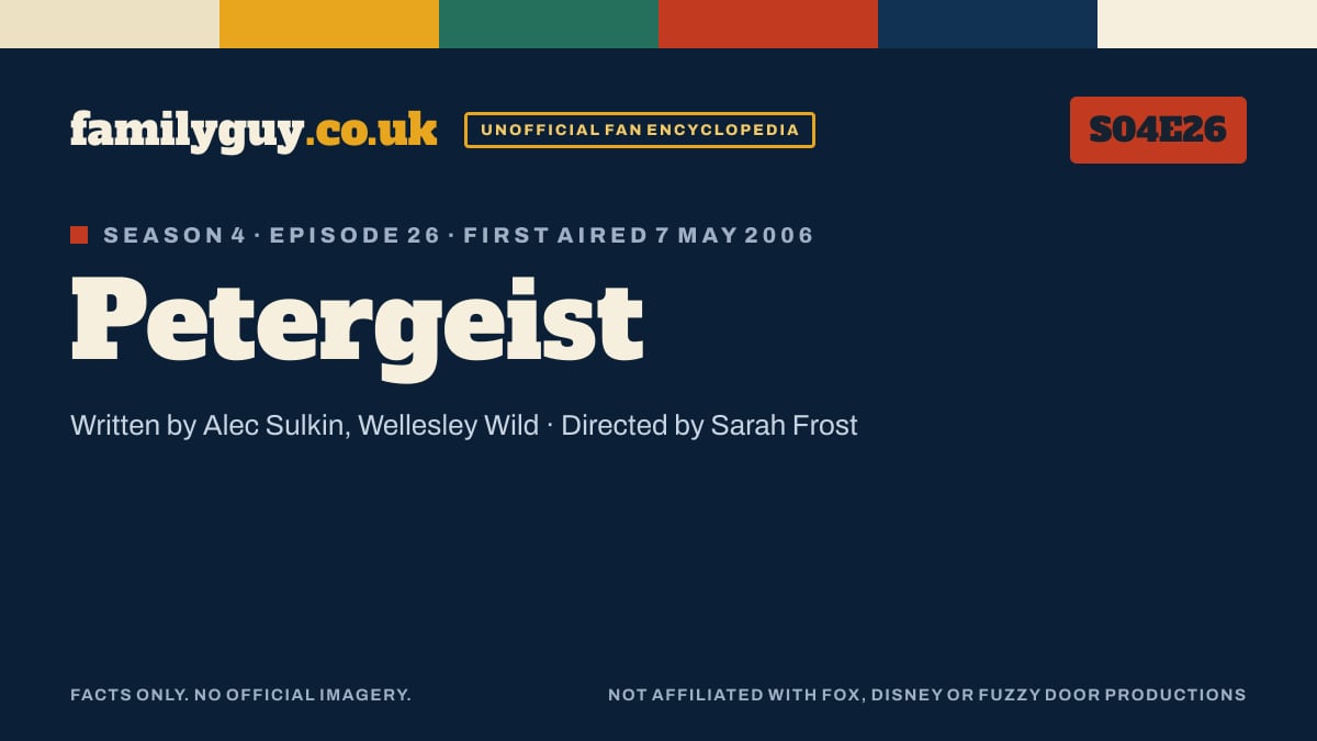 Petergeist, Family Guy S04E26, title card in the familyguy.co.uk design