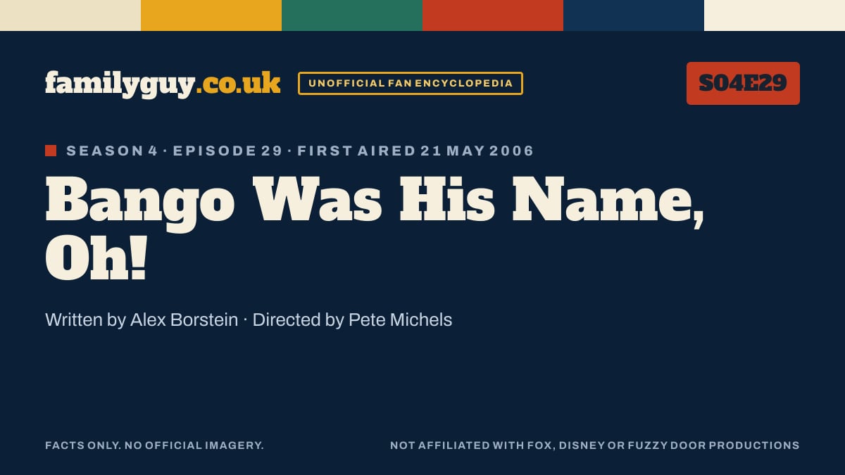 Bango Was His Name, Oh!, Family Guy S04E29, title card in the familyguy.co.uk design