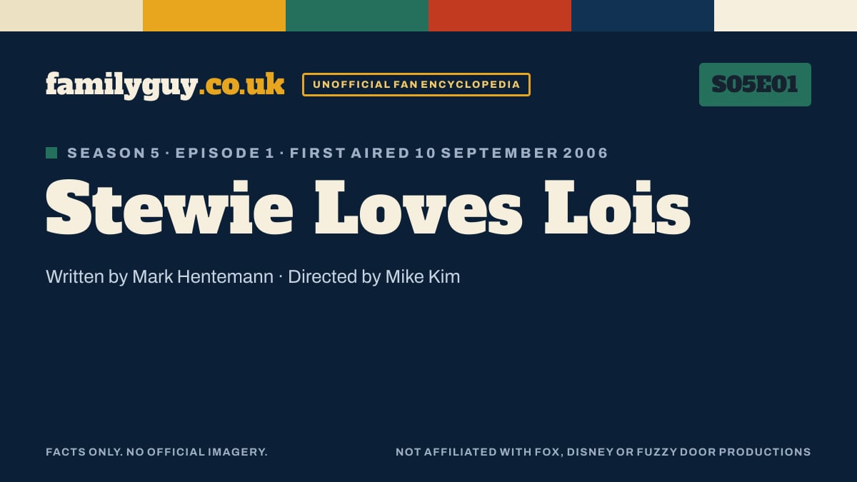 Stewie Loves Lois, Family Guy S05E01, title card in the familyguy.co.uk design
