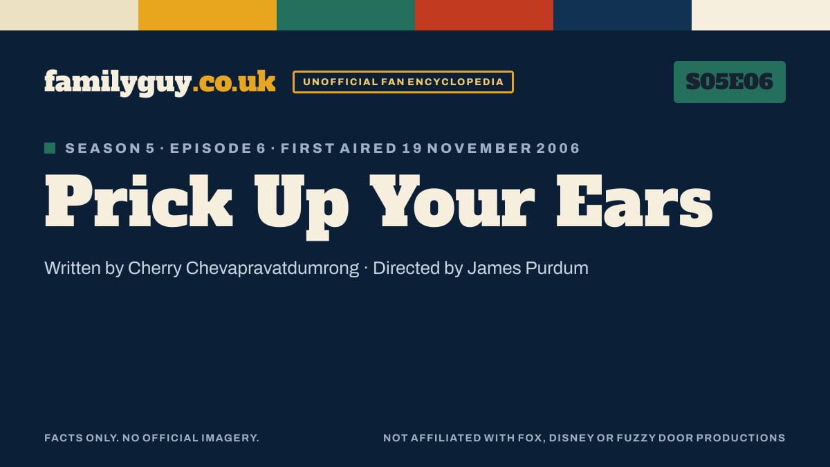 Prick Up Your Ears, Family Guy S05E06, title card in the familyguy.co.uk design