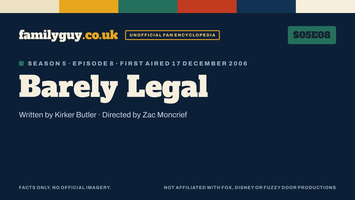 Barely Legal, Family Guy S05E08, title card in the familyguy.co.uk design