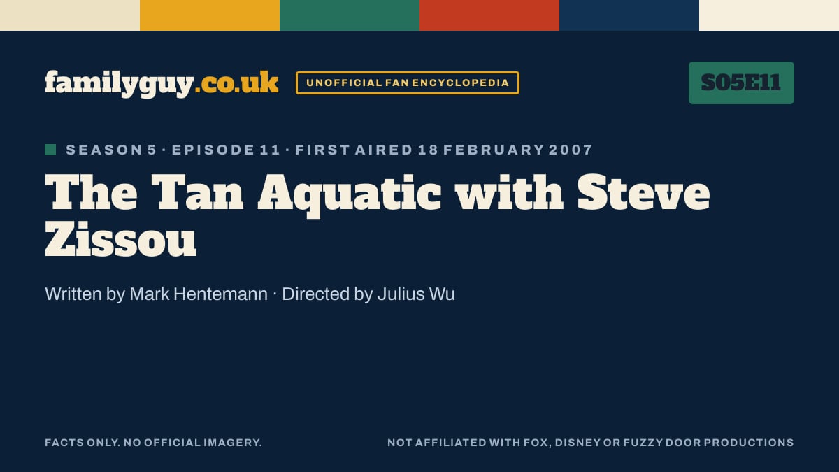 The Tan Aquatic with Steve Zissou, Family Guy S05E11, title card in the familyguy.co.uk design