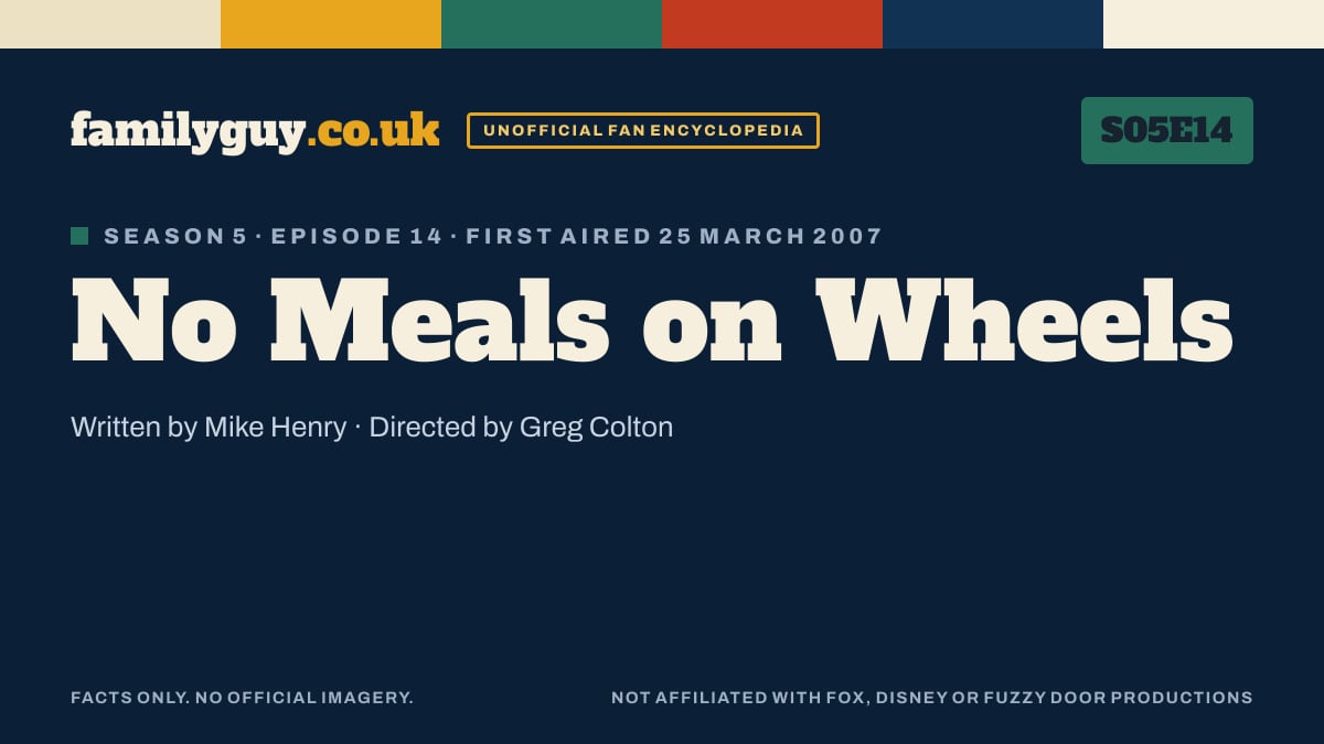 No Meals on Wheels, Family Guy S05E14, title card in the familyguy.co.uk design