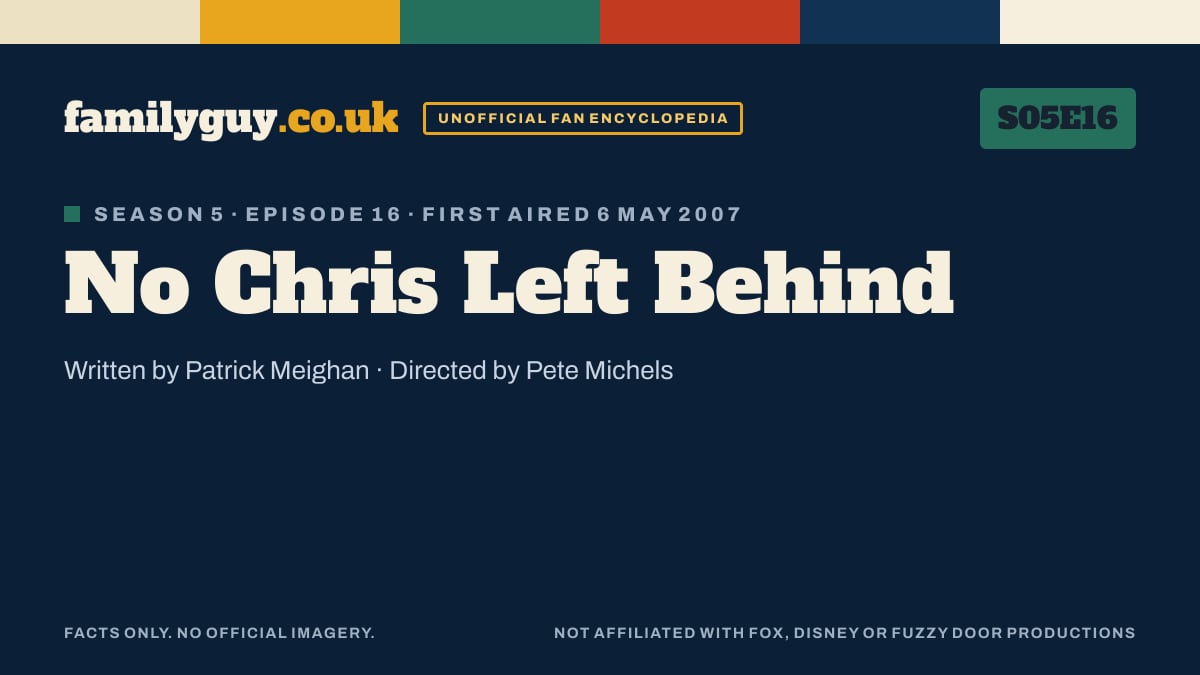 No Chris Left Behind, Family Guy S05E16, title card in the familyguy.co.uk design