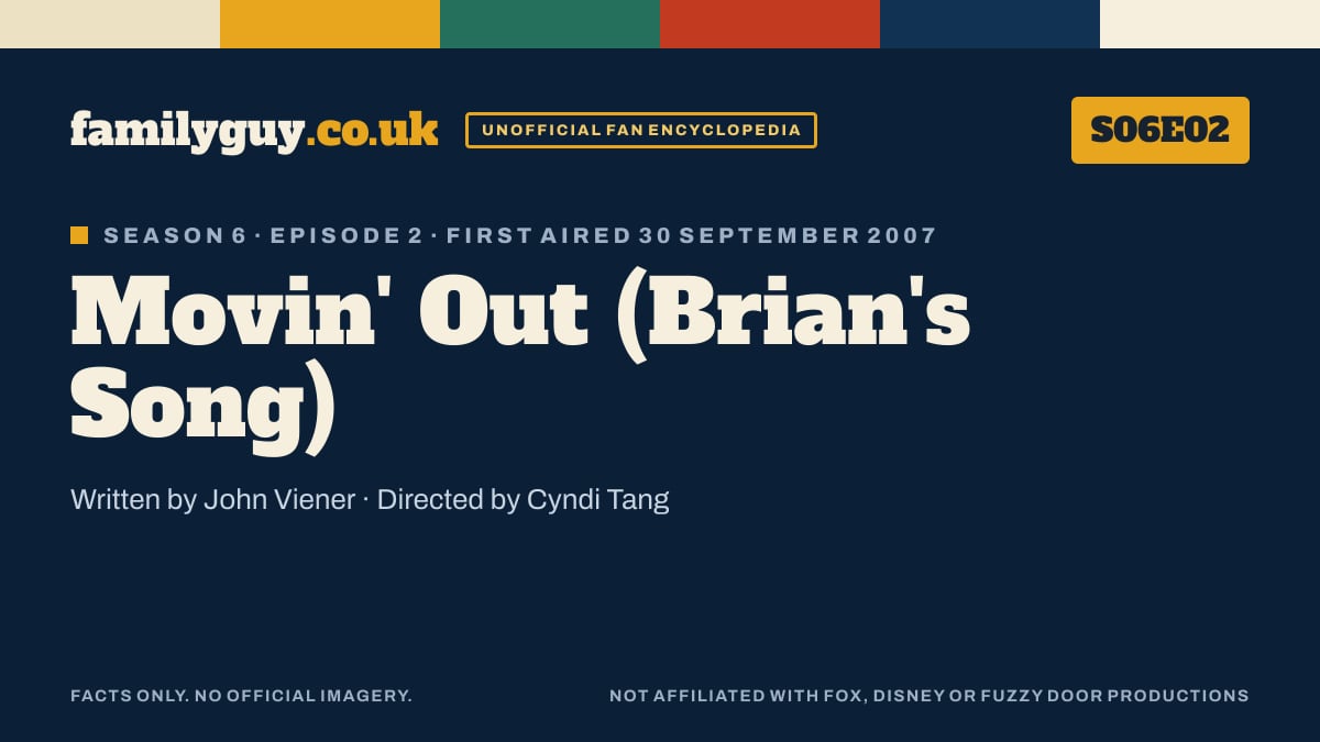Movin' Out (Brian's Song), Family Guy S06E02, title card in the familyguy.co.uk design