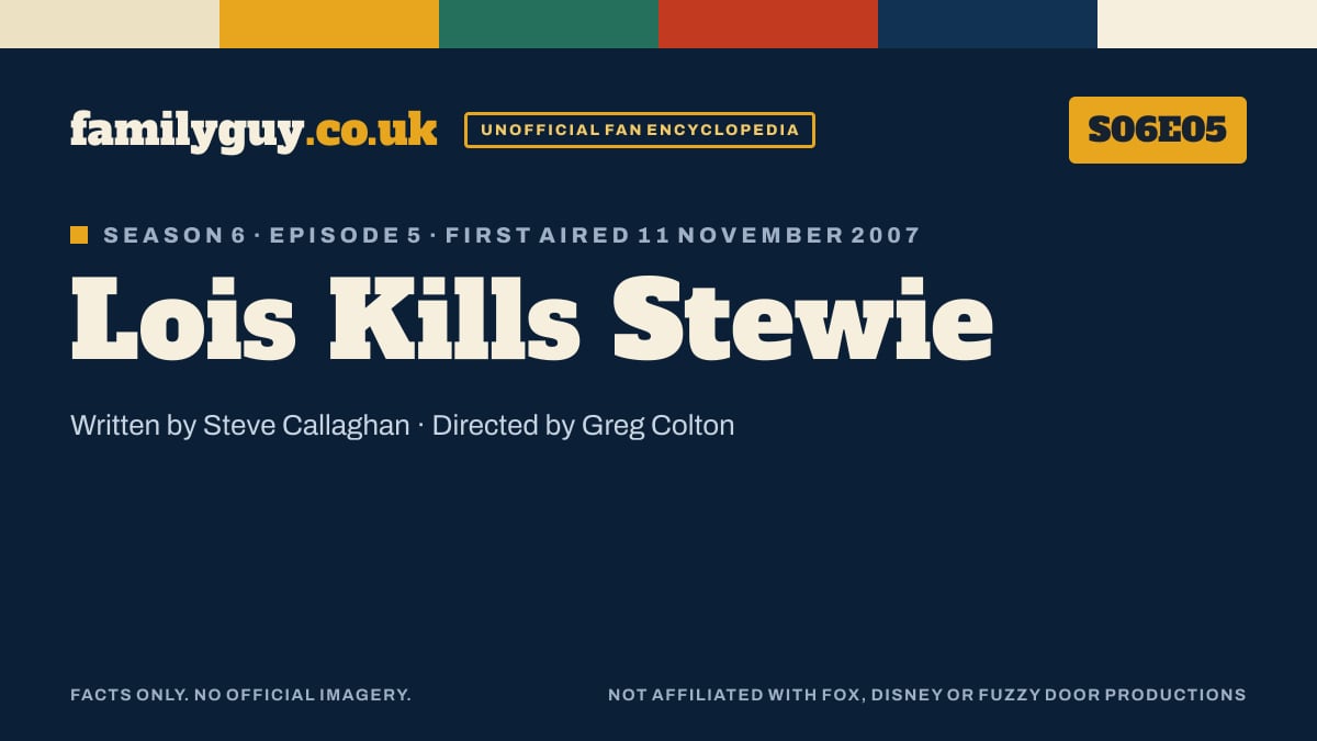 Lois Kills Stewie, Family Guy S06E05, title card in the familyguy.co.uk design