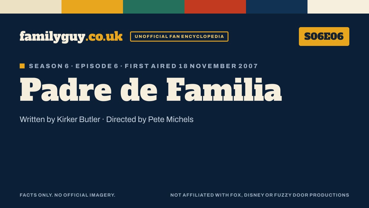 Padre de Familia, Family Guy S06E06, title card in the familyguy.co.uk design
