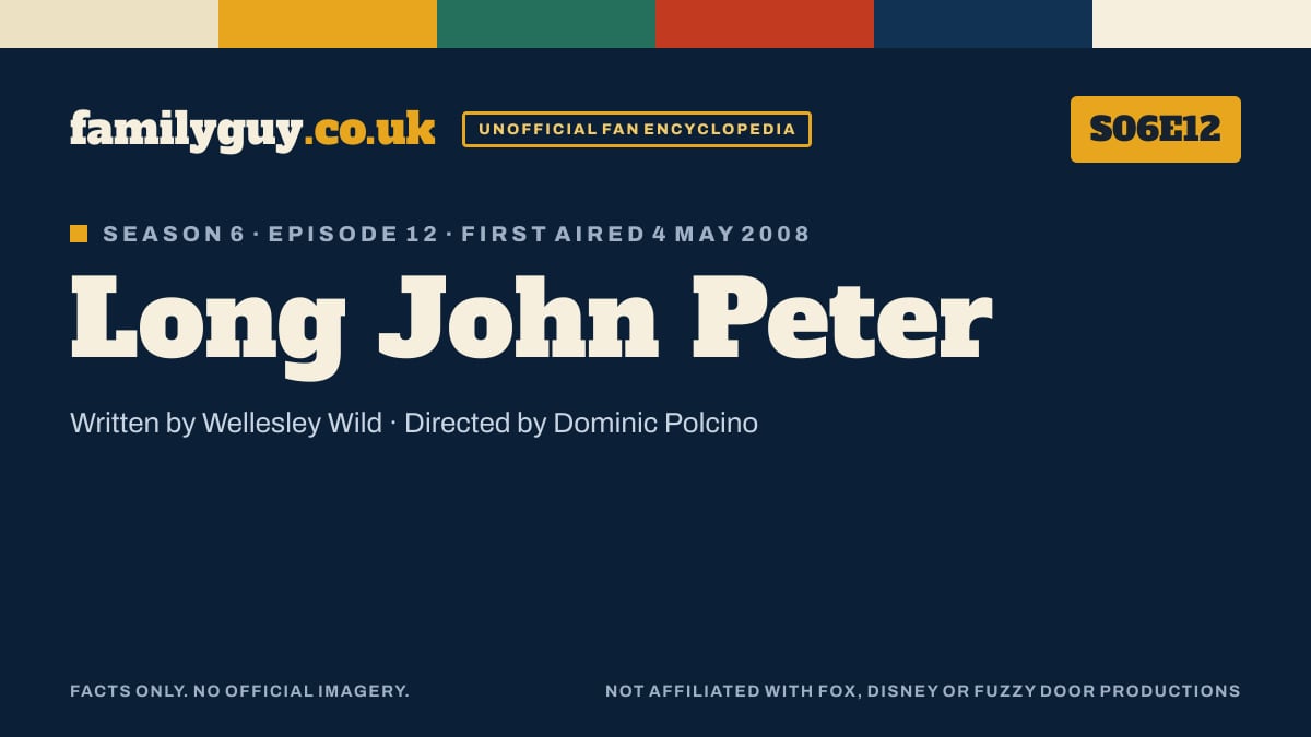 Long John Peter, Family Guy S06E12, title card in the familyguy.co.uk design