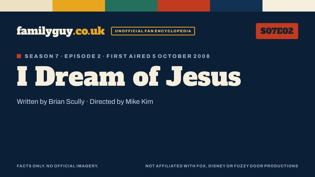 I Dream of Jesus, Family Guy S07E02, title card in the familyguy.co.uk design