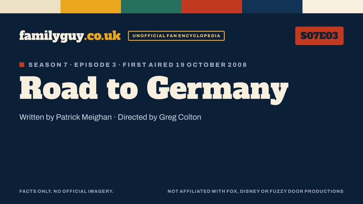 Road to Germany, Family Guy S07E03, title card in the familyguy.co.uk design