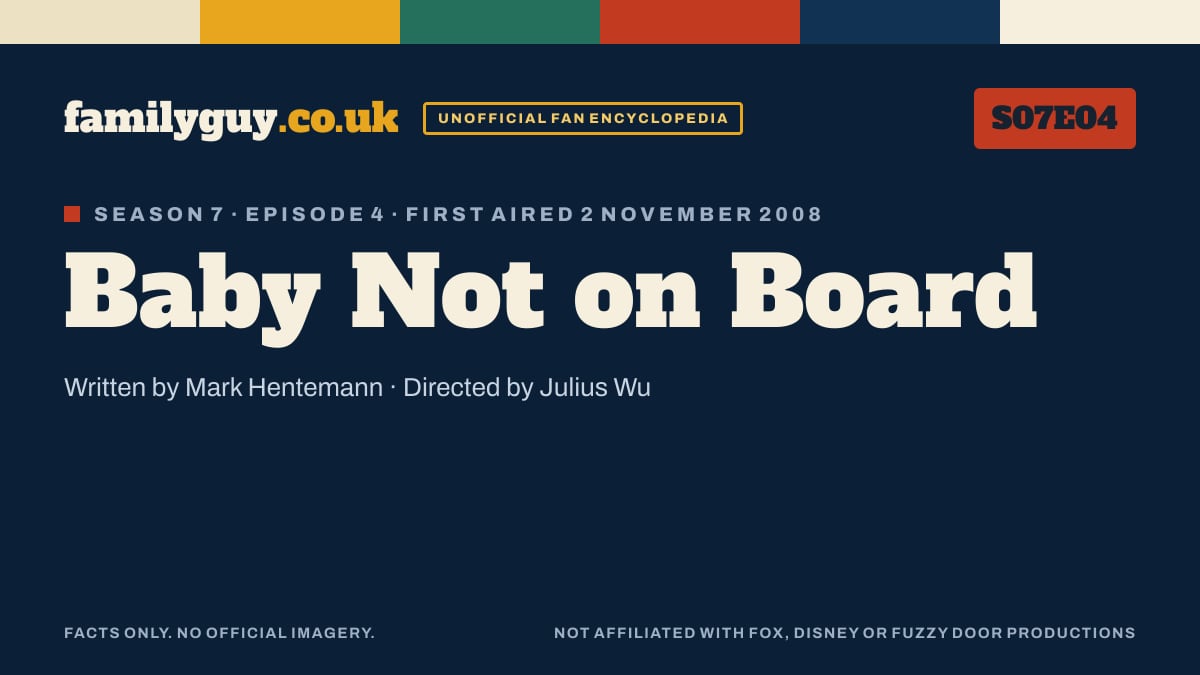 Baby Not on Board, Family Guy S07E04, title card in the familyguy.co.uk design