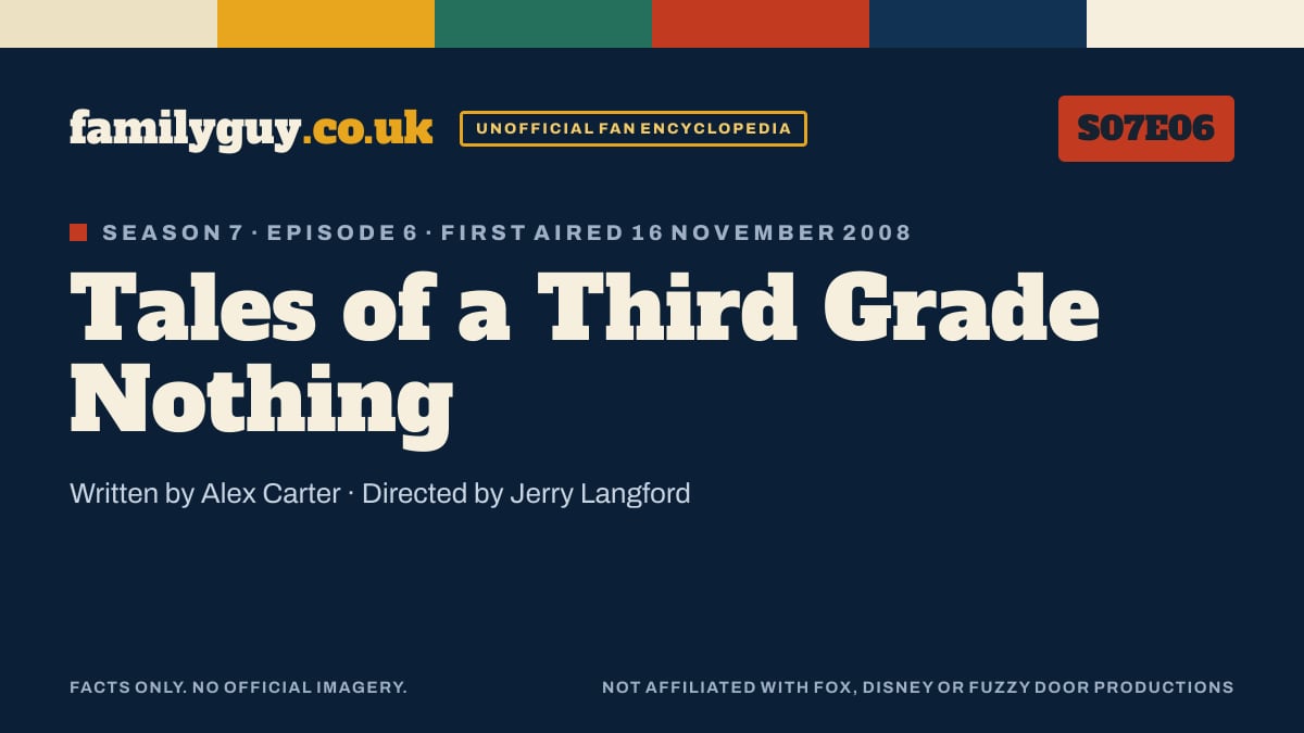 Tales of a Third Grade Nothing, Family Guy S07E06, title card in the familyguy.co.uk design