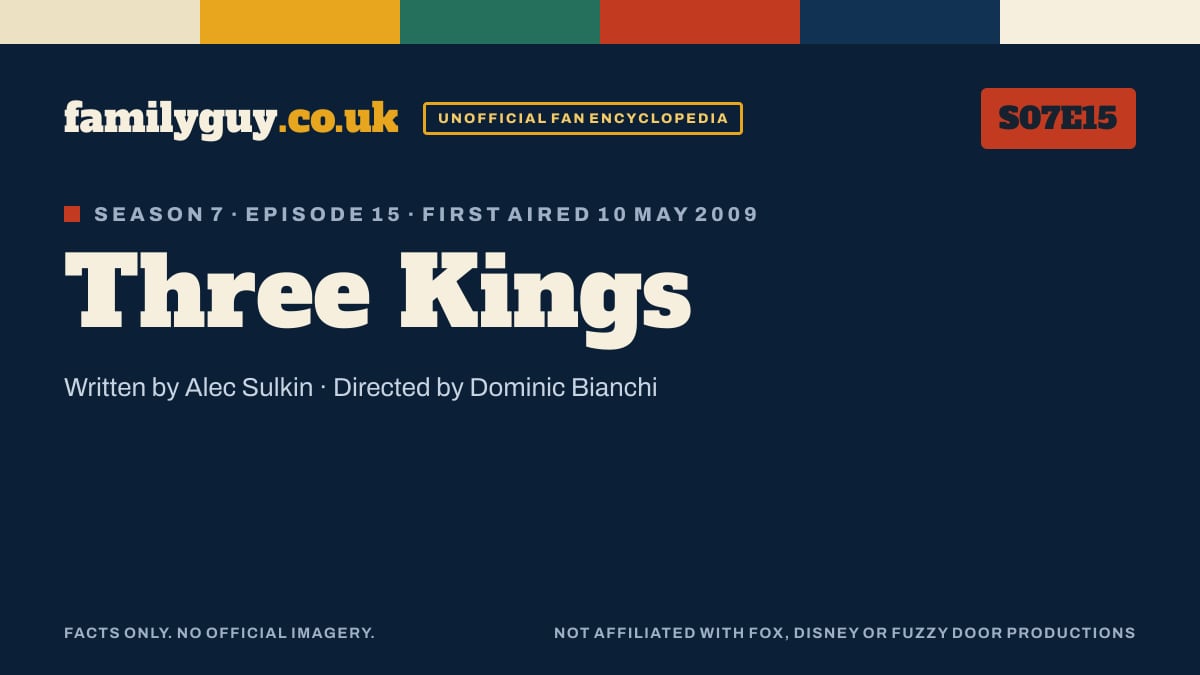 Three Kings, Family Guy S07E15, title card in the familyguy.co.uk design