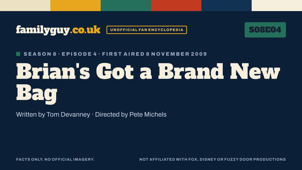Brian's Got a Brand New Bag, Family Guy S08E04, title card in the familyguy.co.uk design