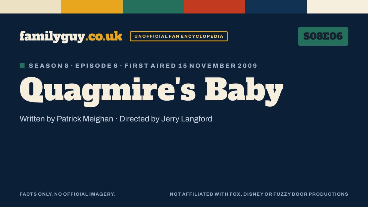 Quagmire's Baby, Family Guy S08E06, title card in the familyguy.co.uk design